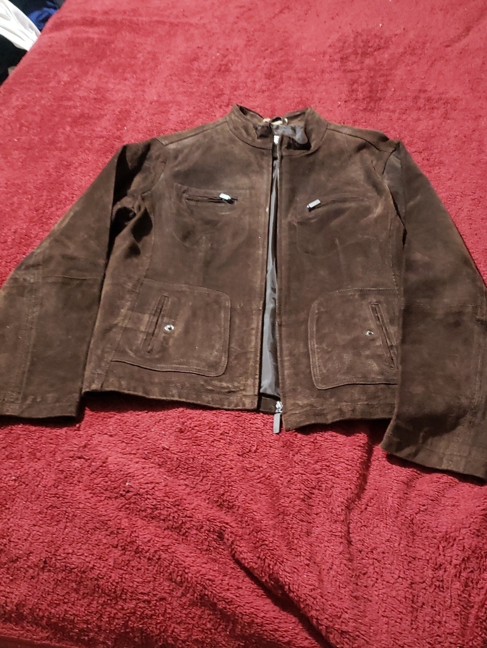 Ruff Hewn Men's Dark Brown Suede Zip Jacket